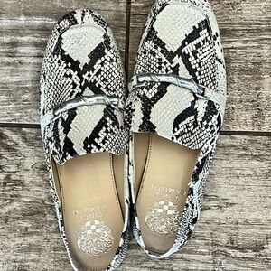 Vince Camuto Black and White Snake Print Flats